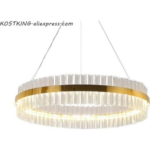 Postmodern light luxury crystal chandelier simple style round living room lamp restaurant master bedroom pendant lamps AC220V