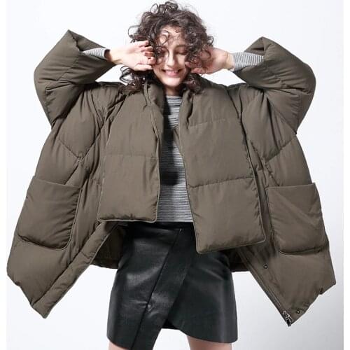 90% white duck down coat winter duck down scarf style coat thicker warm great quality bat sleeve oversize warm coat F214