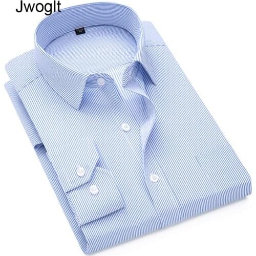Mens Shirts Casual Business Button Down Long Sleeve Striped Men Dress Shirts Social White Blouse Men 4XL 5XL