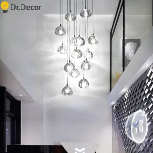 Modern LED Crystal Hanging Lamps Hotel Hall Restaurant Staircase Luxury Pendant Lights Lighting Living Room Decor Pendant Lamp