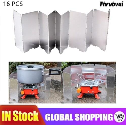 Ultralight Outdoor Camping Stoves 16 Plates Foldable Cooker Gas Stove Wind Shield Screens Aluminum Windshield