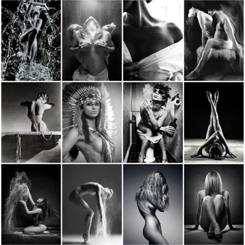 Yumeart Diamond Painting Black and White Naked Women Diamond Embroidery Sale Mosaic Modern Art Picture Rhinestone Cross Stitch