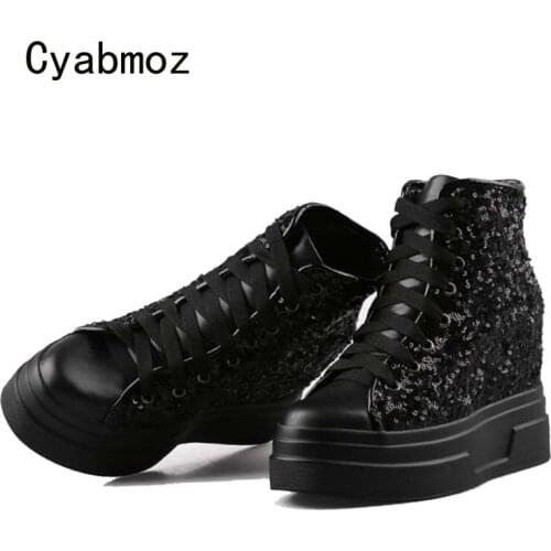 Cyabmoz Fashion height increasing Shoes Women Sequin Platform High heels Party Shoes Woman Pumps Tenis feminino Zapatos mujer