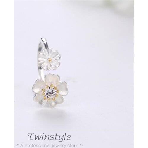 Fashion Elegant 925 Sterling Silver Temperament Flowers Bloom Zircon Open Ring For Women Wholesale Mujer Bijoux Gifts SR247