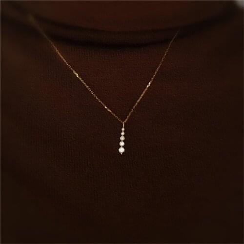 925 Sterling Silver French Simple Crystal Pendant Clavicle Chain Necklace Women Light Luxury Temperament Wedding Jewelry Gift