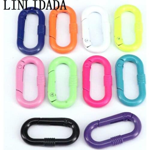 10Pcs Enamel Oval Spring Clasp, Spring Gate, Spring Buckle Clasp for Purse Key Jewelery Making, Enamel Oval Spring Gate, 17x33mm