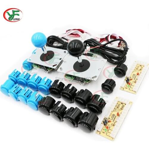 2 Player Zero Delay Joystick Arcade+LED USB Encoder+20 Copy SANWA Push Buttons+28 Cables Arcade Game For MAME for Raspberry Pi
