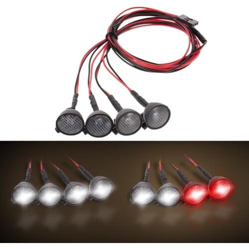 4pcs RC Car Multi-Function Round LED Light with Lampshade for 1/10 RC Crawler Car HSP REDCAT Axial SCX10 Traxxas TRX4