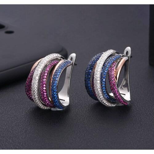 Accking Luxury AAA cubic zirconia micro pave setting big diameter hoop earrings womens accessories MIX COLOR