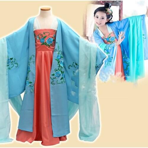 Zhuan Zhu Ge Blue Goshibo Applique Embroidery Kids' Hanfu Costume for Photo House or Performance Dance Costume Childrens Day