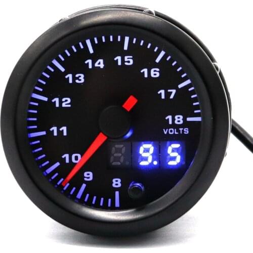 12V Car Racing Modified Volt Meter 7 Color LED Backlight 8-18V Voltmeter Gauge Meter Pointer Value Dual Display Volt Gauge