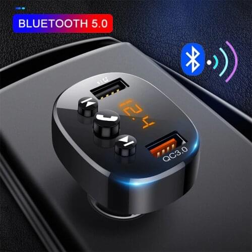 JINSERTA Bluetooth 5.0 FM Transmitter USB Fast Charging Car MP3 Player Support U Disk Handsfree Talk for iPhone X