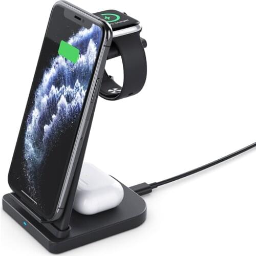 3 in 1 Qi Wireless Charger For Samsung S20 S10 iPhone 11 XR XS X 8 Airpods Pro Apple iWatch SE 6/5/4/3/2 15W Fast Charge Station