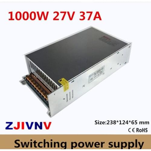 Ce Cetified 27V 37A Switching Power Supply 1000W for cnc cctv led light S-1000-27 AC- DC 27VDC