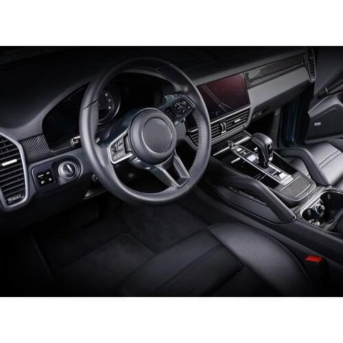 9pcs LHD Car Central Console Gear Shift Frame Interior Door Panel Trim Real Carbon Fiber For Porsche Cayenne 2011- 2017