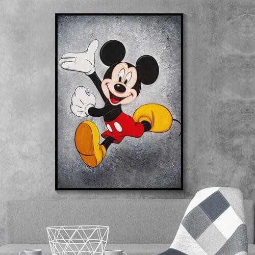 Disney Cartoon Mickey Graffiti Wall Street Art Picture Canvas Painting Posters and Prints for Living Room Decoration Cusdros