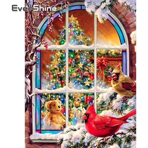 EverShine DIY Diamond Embroidery Bird Full Square Diamond Painting Christmas Rhinestones Winter Mosaic Wall Decor