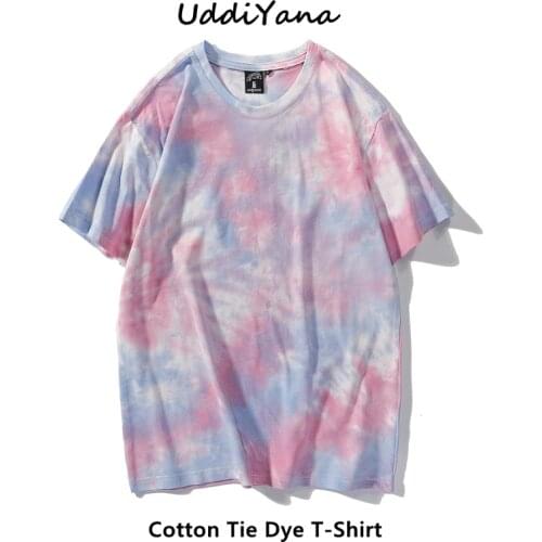 2021 Summer Womens Oversized Fashion T-Shirts Vintage Clothes Mens Cotton Tie Dye T-Shirt Y2K Sweatshirt Skateboard Tees Tops