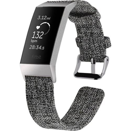 Canvas Replacement Watch Strap for Fitbit Charge 3 Band Fabric Wrist Strap Nylon Men Women Smartwatch Accessories