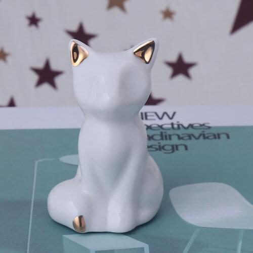 Pure White Gold Color Ceramic Elephant/unicorn/fox/dog/rabbit/deer Head Miniature Figurines Fairy Garden Animals Statue Gifts