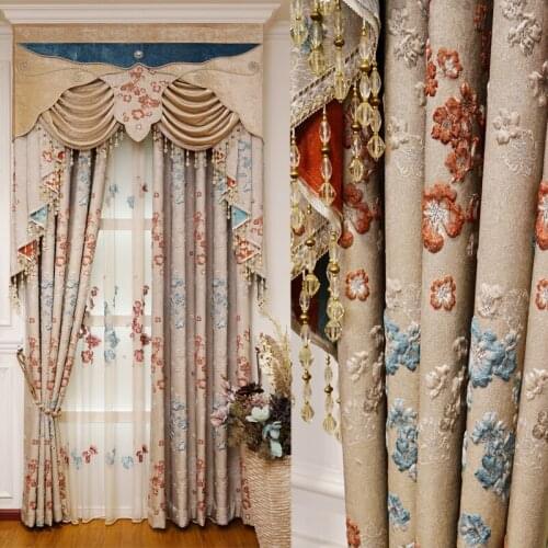 Classic home luxury 3D decorative curtains for living room with high quality embroidered Voile Curtain for bedroom Kitchen hotel