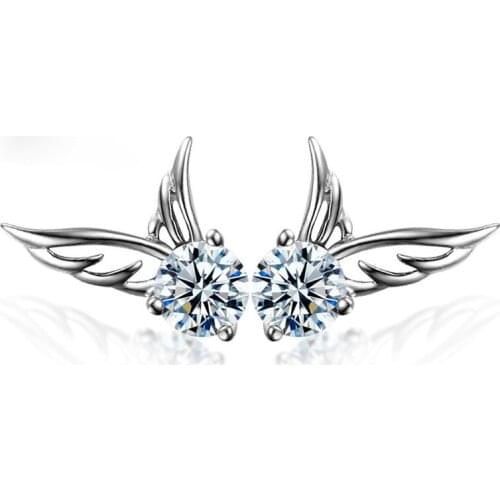 Korean Fashion Women Wings of Angels CZ Crystal Earring Elegant Princess Luxury Rhinestone Earring for Women Wedding Jewelry
