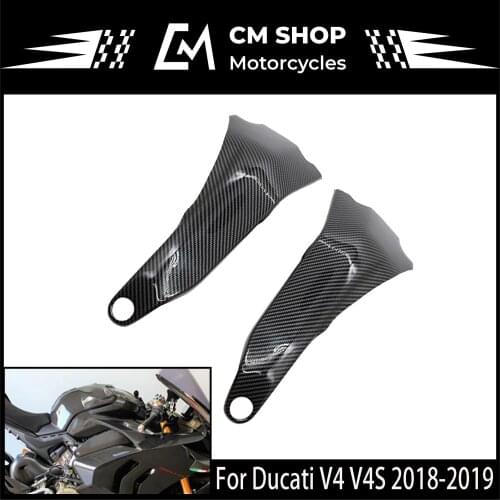 Motorcycle Frame Cover Black Carbon Fiber Parts For Ducati Panigale V4 / V4S 2018 2019 Carbon Fiber Frame