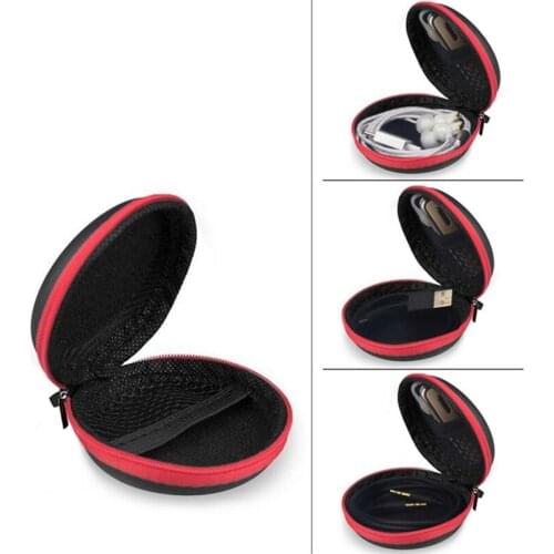 Mini Bag Portable Earphone Bag Zipper Storage Round Black Red Headset Case For TF Cards Aseismic Moisture Proof Earphone Bag