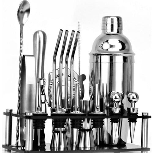 20 Piece Bartender Kit Bar Tools Set Cocktail Shaker Set Acrylic Holder for Mixed Drinks Martini Bar Tools Home Bartending Kit