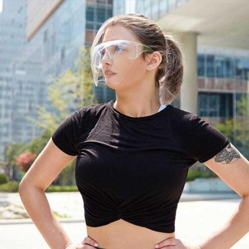 New arrival 2021 futuristic big square anti-dropping face mask women men oversized transparent anti foggy sunglasses oculos