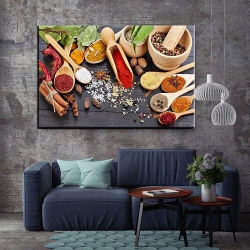 Kitchen Theme Wall Poster And Prints Various Seasonings Canvas Art Paintings On The Wall Canvas Art Pictures Cuadros Decoration