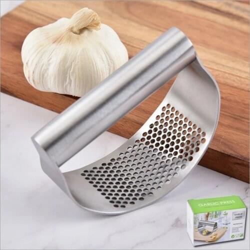 Multi-function Manual Garlic Presser Curved Garlic Grinding Slicer Chopper Stainless Steel Garlic Presses Cooking Gadgets Tool