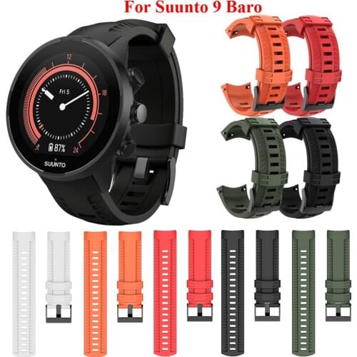Hot 24mm Soft Silicone Band Wrist Strap For Suunto 9 Women Men Universal Watchband Bracelet for Suunto 9/ 9 Baro Watch Wristband