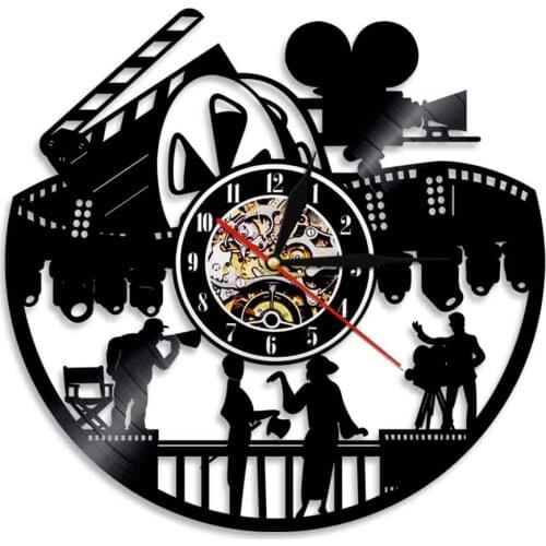 Filming Vintage Vinyl Record Wall Clock Modern Movie Theme Led Light LP Wall Art Watch Gift For Director Silhouette Home Decor