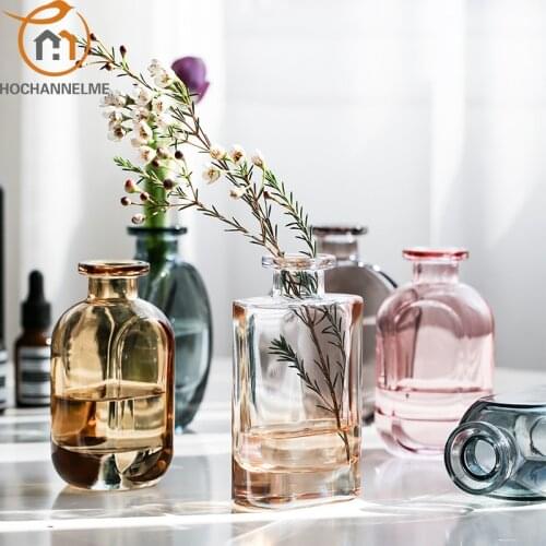 Vase Glass Transparent Flower Vases For Homes Dry Flower Aromatherapy Desktop Living Room Decoration Accessories Home Nordic