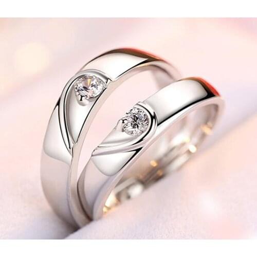 YTF213 925 Silver Classic engagement ring White Cubic Zircon wedding ring jewelry for male and female couples