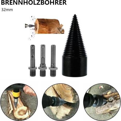Hex Shank Firewood Splitter Machine Drill Wood Cone Reamer Punch Driver Step Drill Bit Split Drilling Tools woodworking tools