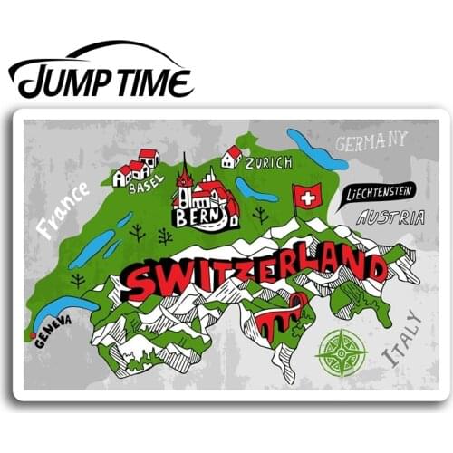 Jump Time for Switzerland Bern Fun Map Vinyl Stickers Sticker Laptop Luggage Truck Window Bumper Decal Waterproof Accessories
