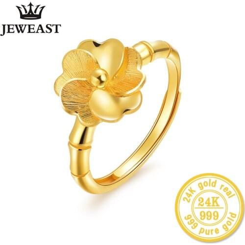 XXX HHH24K Gold Ring Fine Jewelry Au999 Solid Real Good New Ladies Gold Rings Five Flowers Womens Rings New Hot Sale Trendy