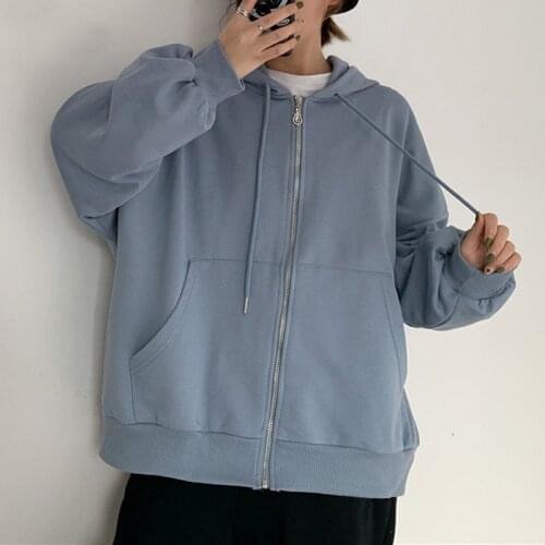 Zip Up Sweatshirt Jacket Clothes Oversize Y2k Hoodies Women Vintage Pockets Long Sleeve Pullovers Top Women Sweatshirts Coat