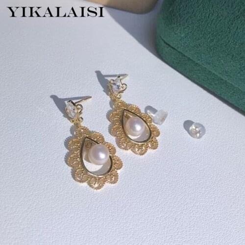 YIKALAISI 925 Sterling Silver Earrings Jewelry For Women 6-7mm Round Natural Freshwater Pearl Earrings New Wholesales