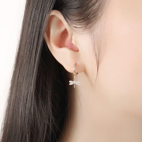 Mling Ladies Dragonfly Drop Earring Simple Temperament Wild Wings Sliver Earrings For Women Fashion Jewelry Dropship brincos 5E