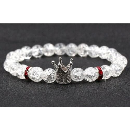 New 2019 White Natural Stone Bracelet Female Jewelry Rose Gold Crown Steel Flower Pendant Charm Bracelets Women Jewelry