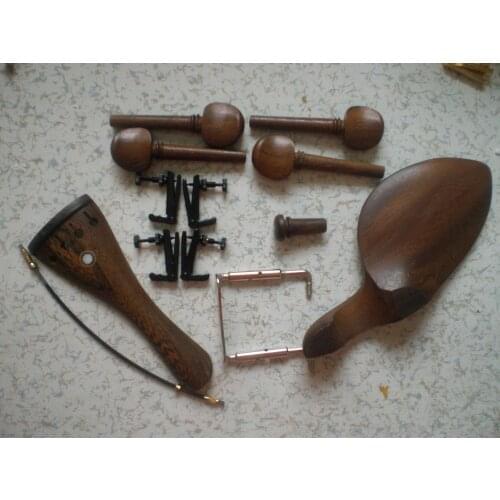 1 Set WENGE Violin Fitting 4/4, Quality Violin parts with Tail piece, chin rest 4 pegs and end pin