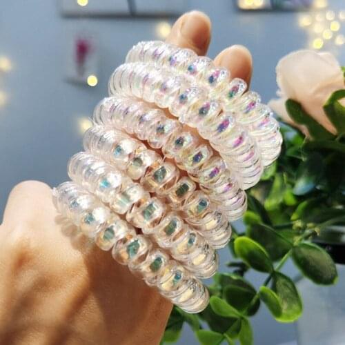 1Pc Shining Colorful Women Scrunchies Telephone Wire Line Hair Rubber Bands Elastic Hairbands Rope for Girls Hair Braiding Tools