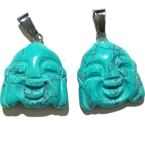 1PC Fashion Maitreya Buddha Head Carved Pendant Natural Stone Agates Charms for Jewelry Making DIY Necklace Earring Accessories