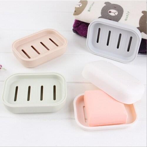 1pc Soap Dish Plastic Bathroom Creative Double Draining Soap Holder Non-slip Soap Box Bathroom Storage Tools 4 Colorss