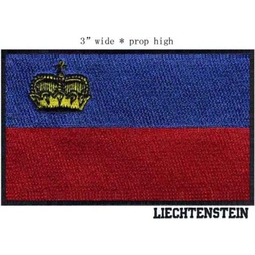 3 "wide 100% LIECHTENSTEIN embroidery flag patch black border embroidered star patches