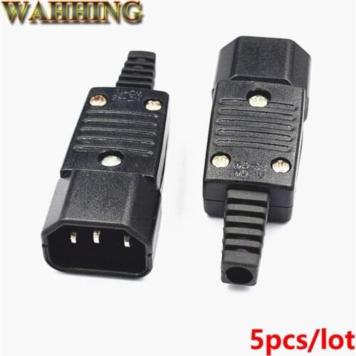 5pcs IEC C14 Male Plug Rewirable Power Connector 3Pin IEC-C14 Socket Computer Power Cable Adapter 10A 250V HY1565