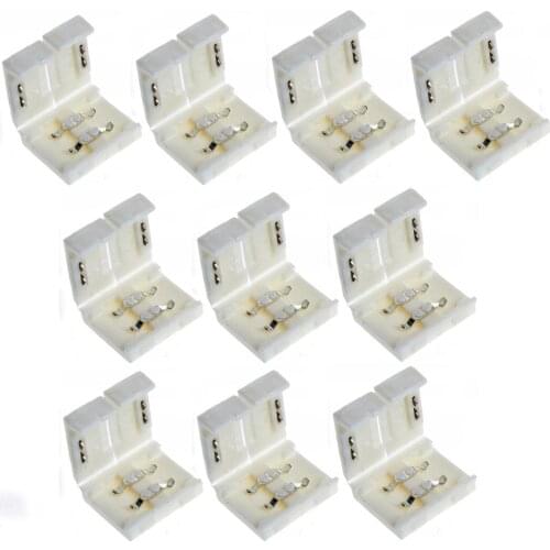 8mm 10mm 2Pin Clip PCB Connector Adapter for 5050 3528 LED Single Color Strip GB